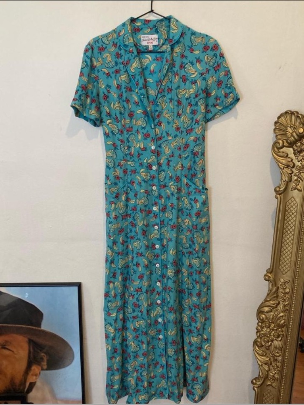 HVN Turquoise Button-Front Women's Dress